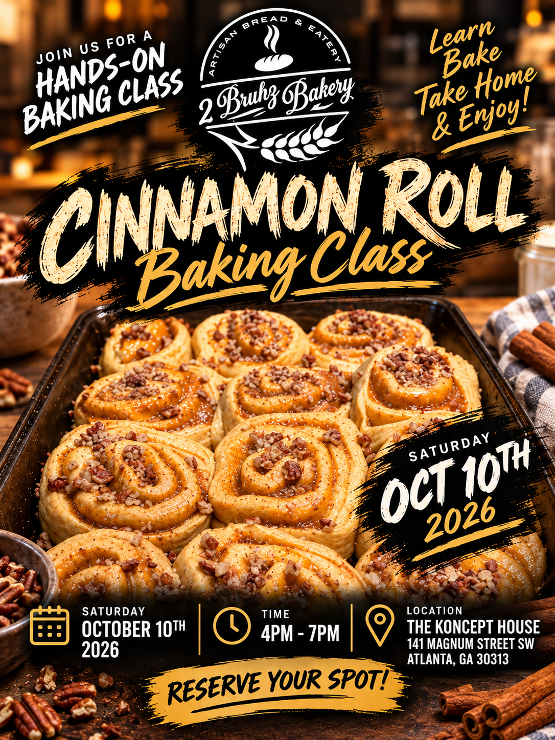 Cinnamon Roll MasterClass W/ Panadero (Kid Tix)-Postponed